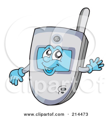 Royalty-Free (RF) Clipart Illustration of a Happy Closed Cell Phone Character by visekart