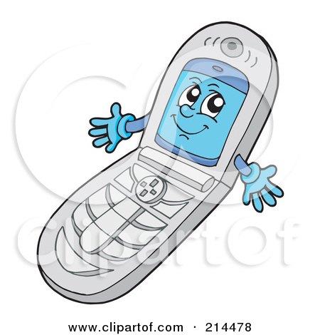 Royalty-Free (RF) Clipart Illustration of a Happy Open Cell Phone Character by visekart