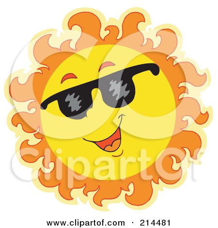 Royalty-Free (RF) Clipart Illustration of a Summer Sun Smiling And Sporting Shades - 2 by visekart