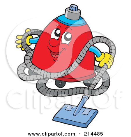 Royalty-Free (RF) Clipart Illustration of a Happy Red Vacuum Cleaner by visekart