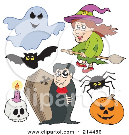 Royalty-Free (RF) Clipart Illustration of a Digital Collage Of Halloween Items - 1 by visekart