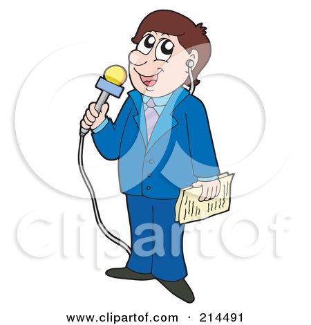 Royalty-Free (RF) Clipart Illustration of a News Reporter Man by visekart