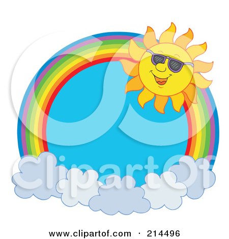 Royalty-Free (RF) Clipart Illustration of a Summer Sun And Shades Rainbow Circle by visekart