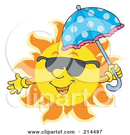 Royalty-Free (RF) Clipart Illustration of a Summer Sun Smiling And Sporting Shades - 5 by visekart