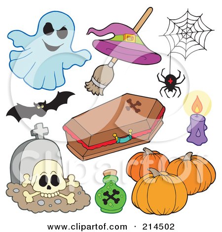 Royalty-Free (RF) Clipart Illustration of a Digital Collage Of Halloween Items - 3 by visekart