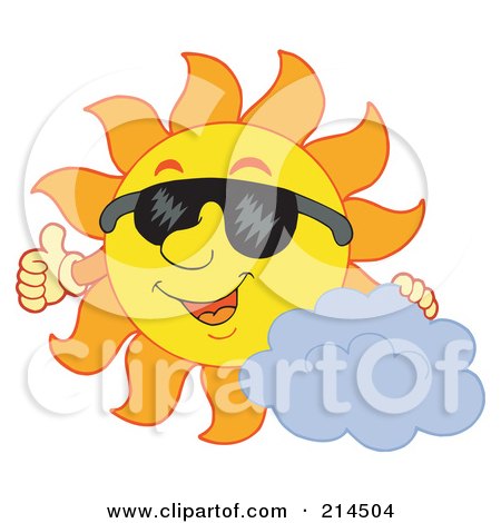 Royalty-Free (RF) Clipart Illustration of a Summer Sun Smiling And Sporting Shades - 4 by visekart