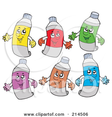 Royalty-Free (RF) Clipart Illustration of a Digital Collage Of Paint Tube Characters by visekart