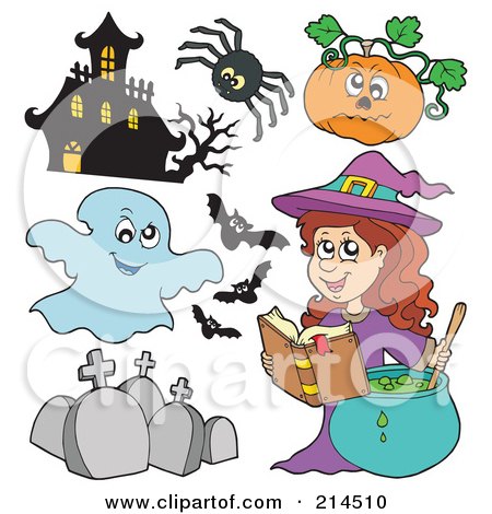 Royalty-Free (RF) Clipart Illustration of a Digital Collage Of Halloween Items - 5 by visekart
