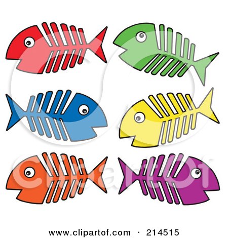 Royalty-Free (RF) Clipart Illustration of a Digital Collage Of Fish Bones - 1 by visekart