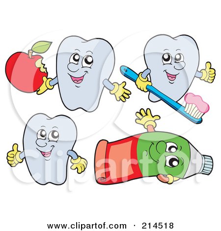 Royalty-Free (RF) Clipart Illustration of a Digital Collage Of Tooth Characters - 3 by visekart