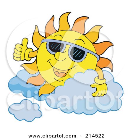 Royalty-Free (RF) Clipart Illustration of a Summer Sun Smiling And Sporting Shades - 6 by visekart