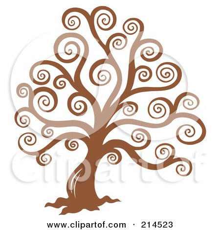 Royalty-Free (RF) Clipart Illustration of a Brown Swirly Tree Design by visekart