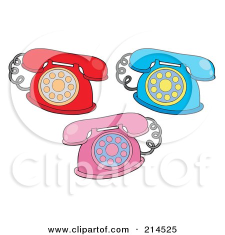 Royalty-Free (RF) Clipart Illustration of a Digital Collage Of Retro Phones by visekart