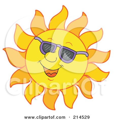 Royalty-Free (RF) Clipart Illustration of a Summer Sun Smiling And Sporting Shades - 7 by visekart