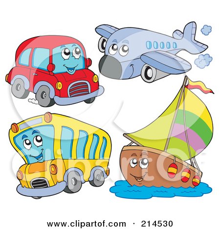 Royalty-Free (RF) Clipart Illustration of a Digital Collage Of Transportation Characters by visekart