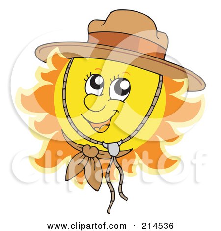 Royalty-Free (RF) Clipart Illustration of a Summer Sun Wearing A Scout Hat by visekart