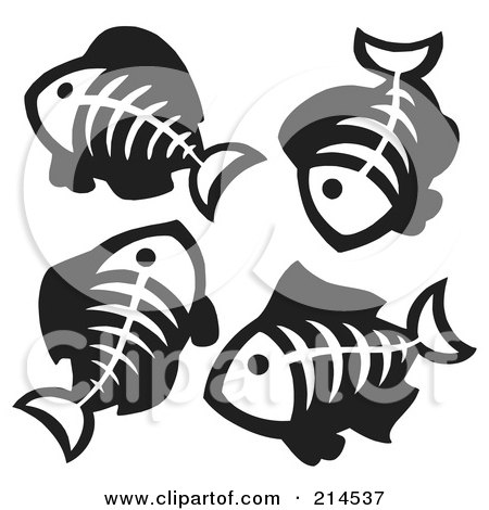 Royalty-Free (RF) Clipart Illustration of a Digital Collage Of Fish Bones - 2 by visekart
