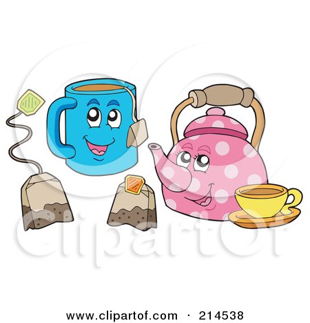 Royalty-Free (RF) Clipart Illustration of a Digital Collage Of Tea Characters by visekart
