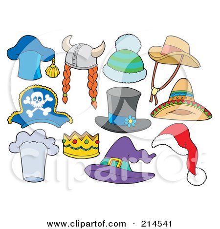 Royalty-Free (RF) Clipart Illustration of a Digital Collage Of Hats - 2 by visekart