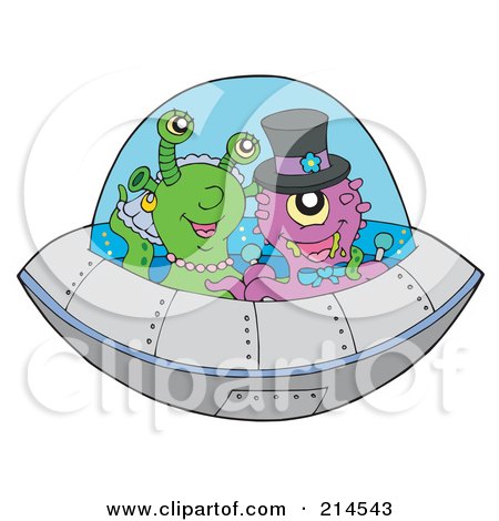 Royalty-Free (RF) Clipart Illustration of a UFO With Aliens by visekart