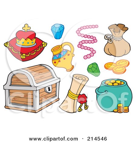 Royalty-Free (RF) Clipart Illustration of a Digital Collage Of Treasure Items by visekart