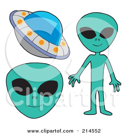 Royalty-Free (RF) Clipart Illustration of a Digital Collage Of Aliens by visekart