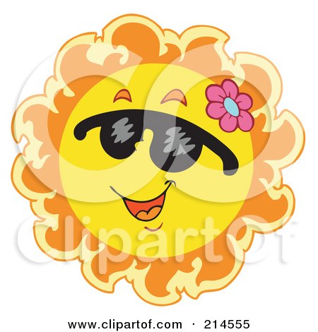 Royalty-Free (RF) Clipart Illustration of a Summer Sun Smiling And Sporting Shades - 3 by visekart