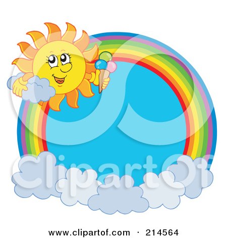Royalty-Free (RF) Clipart Illustration of a Summer Sun And Ice Cream Rainbow Circle by visekart