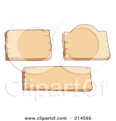 Royalty-Free (RF) Clipart Illustration of a Digital Collage Of Blank Wooden Signs by visekart