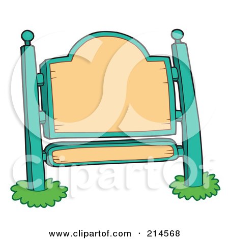 Royalty-Free (RF) Clipart Illustration of a Blank Wooden Sign With Green Poles by visekart