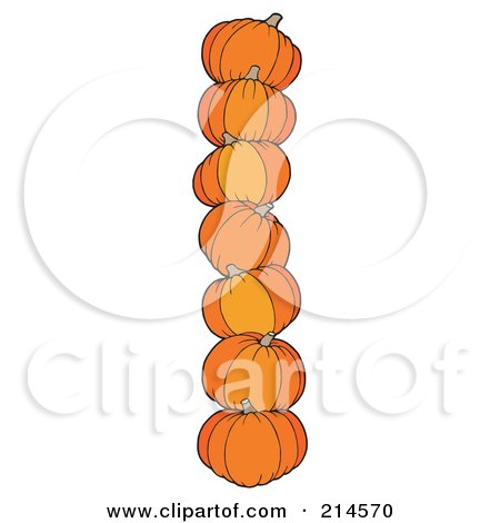 Royalty-Free (RF) Clipart Illustration of a Vertical Pile Of Pumpkins by visekart