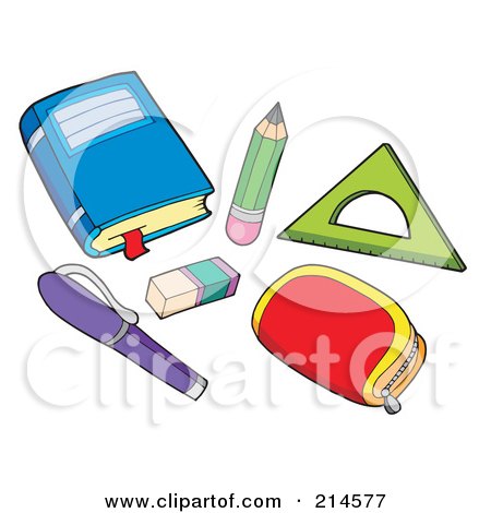 Royalty-Free (RF) Clipart Illustration of a Digital Collage Of School Stuff - 2 by visekart