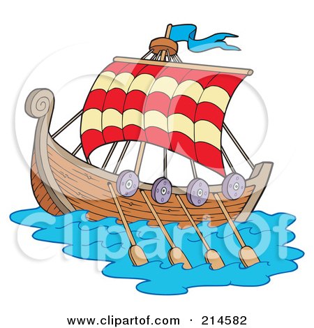 Royalty-Free (RF) Clipart Illustration of a Sailing Viking Ship by visekart