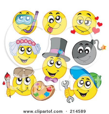 Royalty-Free (RF) Clipart Illustration of a Digital Collage Of Yellow Emoticons - 5 by visekart