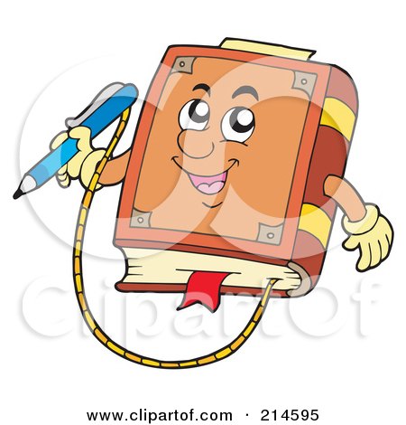 Royalty-Free (RF) Clipart Illustration of a Book Character With An Attached Pencil by visekart
