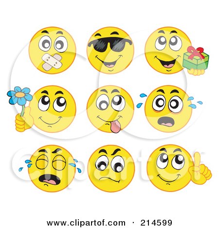 Royalty-Free (RF) Clipart Illustration of a Digital Collage Of Yellow Emoticons - 2 by visekart