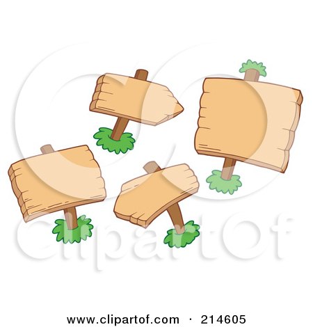 Royalty-Free (RF) Clipart Illustration of a Digital Collage Of Blank Wood Signs by visekart