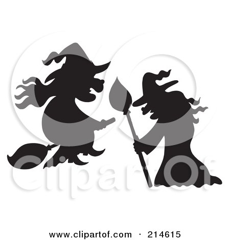 Royalty-Free (RF) Clipart Illustration of a Digital Collage Of Two Witch Silhouettes by visekart