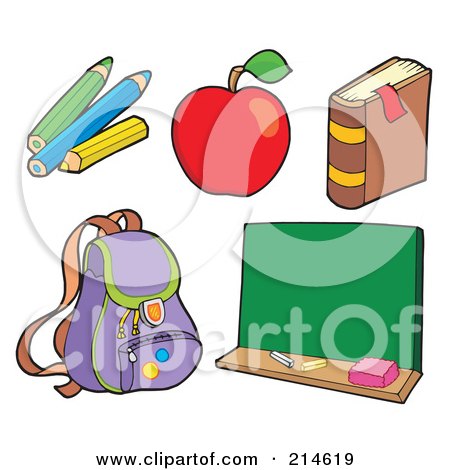 Royalty-Free (RF) Clipart Illustration of a Digital Collage Of School Stuff - 1 by visekart