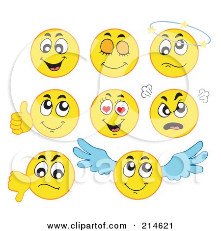 Royalty-Free (RF) Clipart Illustration of a Digital Collage Of Yellow Emoticons - 1 by visekart