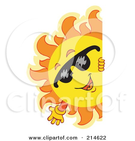 Royalty-Free (RF) Clipart Illustration of a Summer Sun And Blank Sign by visekart