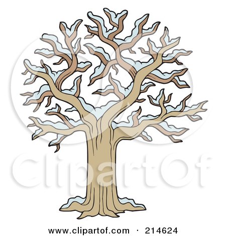 Royalty-Free (RF) Clipart Illustration of a Bare Tree With Snow On The Branches by visekart