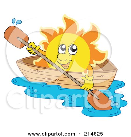 Royalty-Free (RF) Clipart Illustration of a Summer Sun Rowing A Boat by visekart