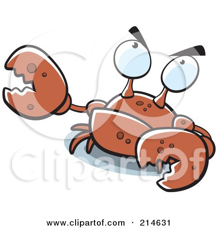 Royalty-Free (RF) Clipart Illustration of a Grouchy Brown Crab by Cory Thoman