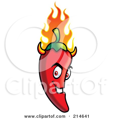 Royalty-Free (RF) Clipart Illustration of a Flaming Evil Chili Pepper Devil by Cory Thoman