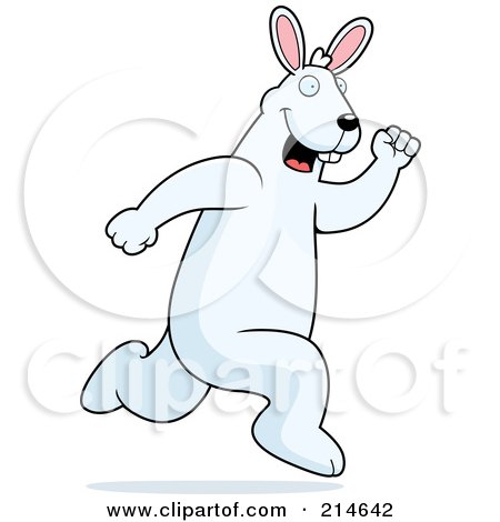 Royalty-Free (RF) Clipart Illustration of a Big White Rabbit Running by Cory Thoman