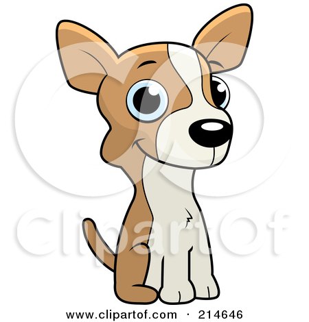 Royalty-Free (RF) Clipart Illustration of a Cute Little Chihuahua Puppy Sitting by Cory Thoman