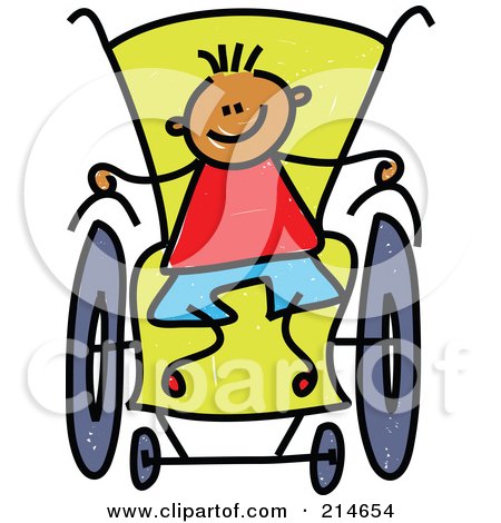 Royalty-Free (RF) Clipart Illustration of a Childs Sketch Of A Boy In A Wheelchair by Prawny