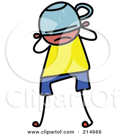 Royalty-Free (RF) Clipart Illustration of a Childs Sketch Of A Kid With A Hat Over His Face by Prawny