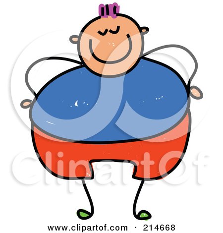 Royalty-Free (RF) Clipart Illustration of a Childs Sketch Of An Overweight Boy by Prawny